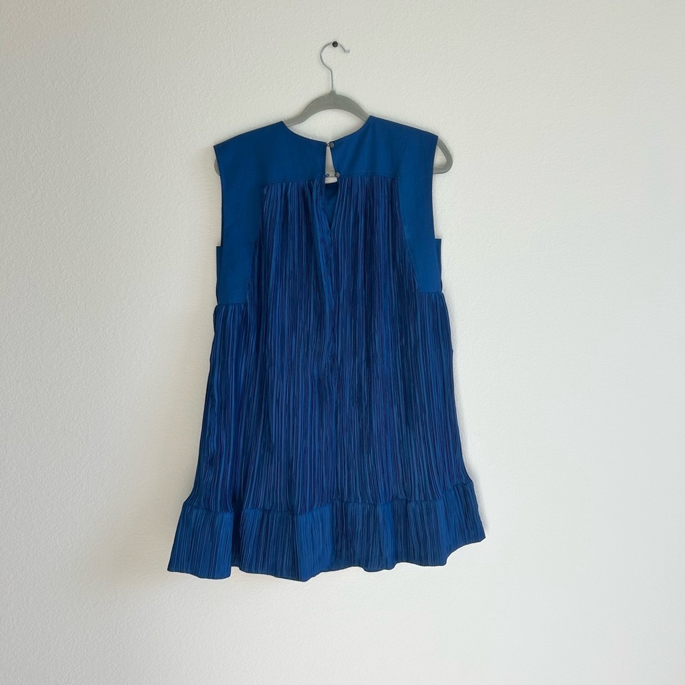 Anthropologie Cap-Sleeve Plissé Mini Dress in Blue - Picture 6 of 6